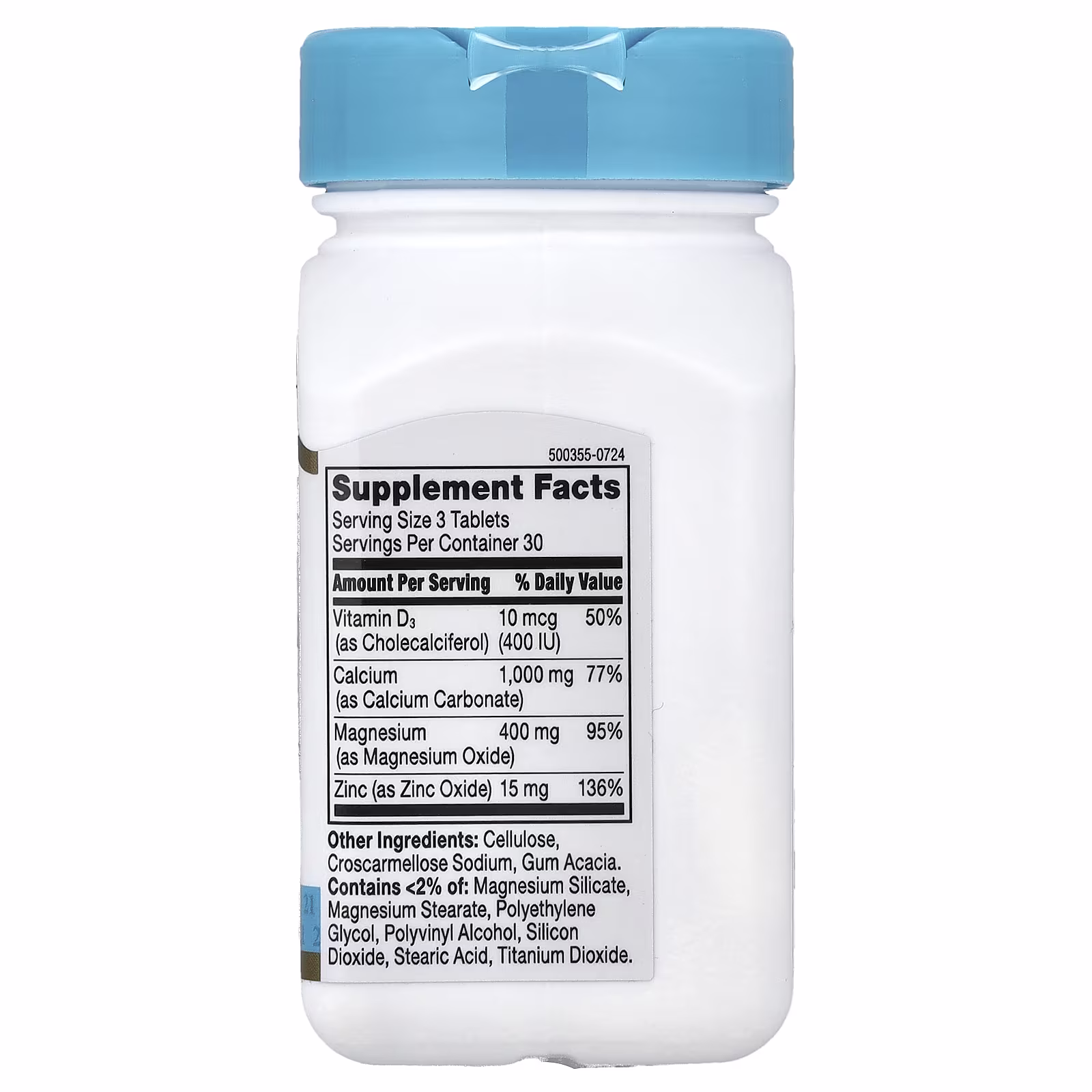 21st Century Calcium Magnésium Zinc + Vitamine D3 – 90 Comprimés